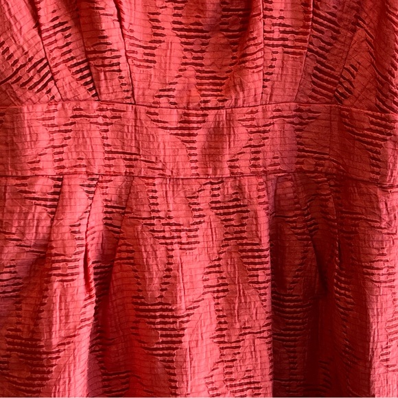 Banana Republic fit flare coral lined dress sz 4 Small texture NICE! - Picture 6 of 7